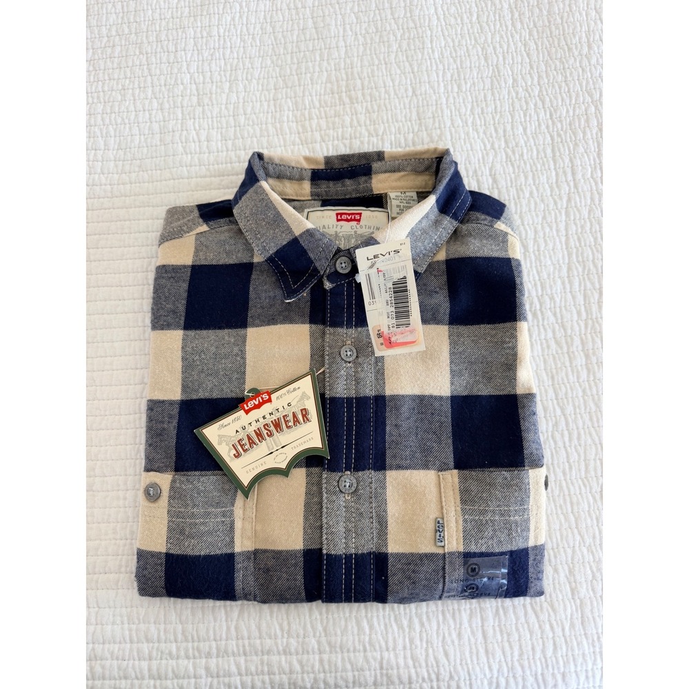VTG 90s Levi's Auth Jeanswear Buffalo Plaid Flannel Shirt Men M NWT Deadstock
